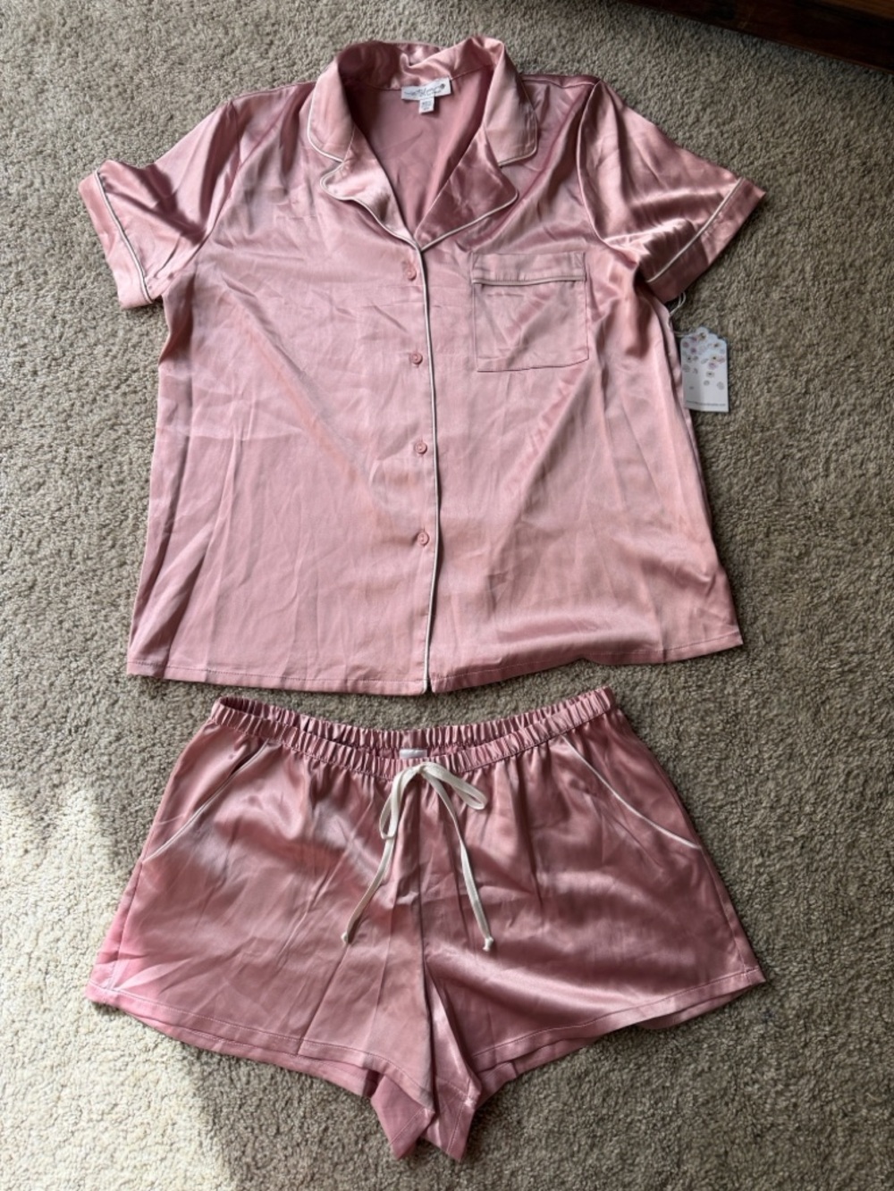 In Bloom By Jonquil Silky Blush Pink Rose Pajama Set
